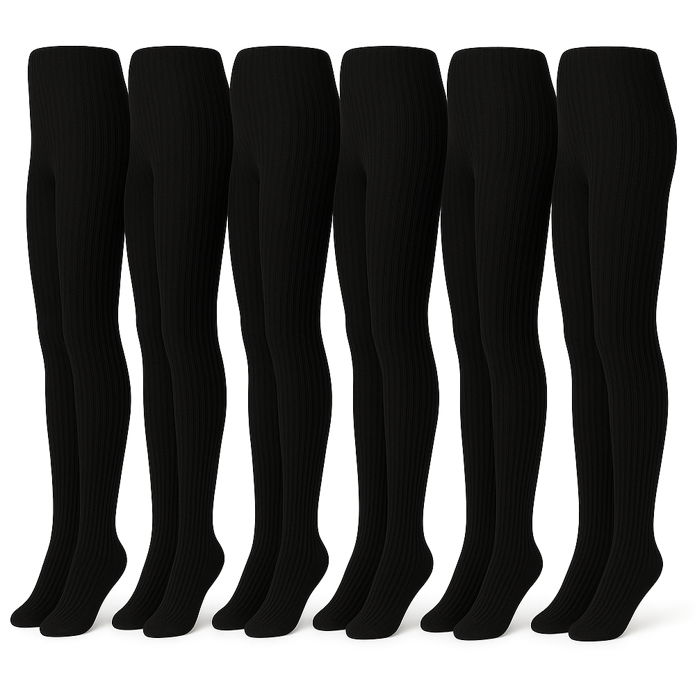 002 | Girls Ribbed Winter Tights (6 Pairs)