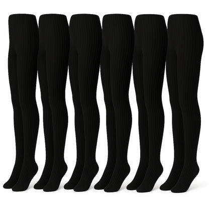 002 | Girls Ribbed Winter Tights (6 Pairs)