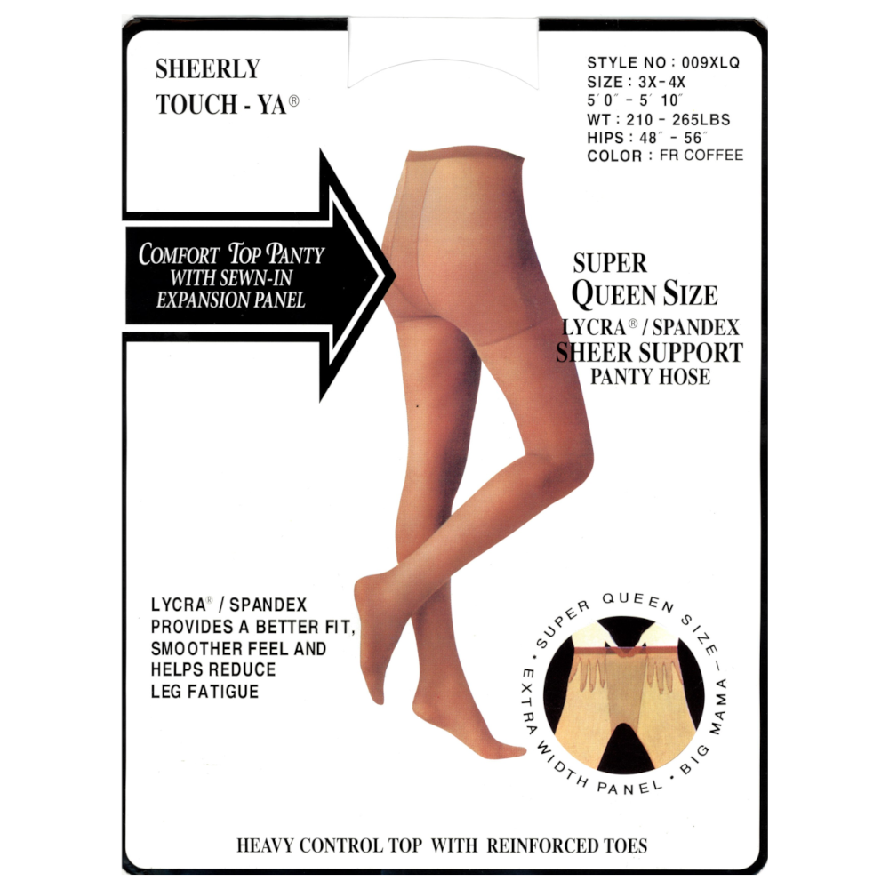 009XLQ | Plus Size Heavy Support Support Sheer Pantyhose with Spandex (6 Pairs)