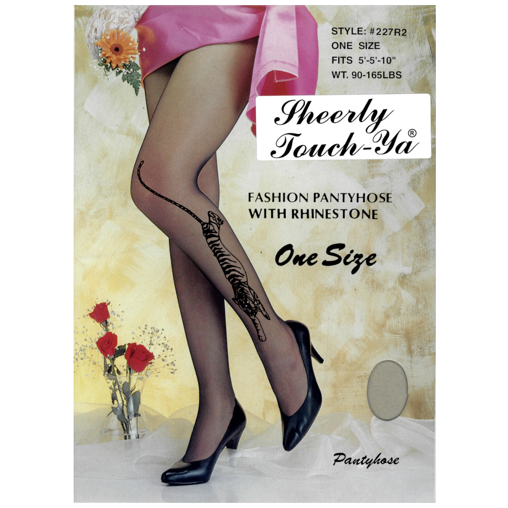 227R | Tiger Rhinestone Pantyhose (6 Pairs)