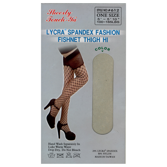 612 | Large Mesh Thigh High with Spandex (6 Pairs)